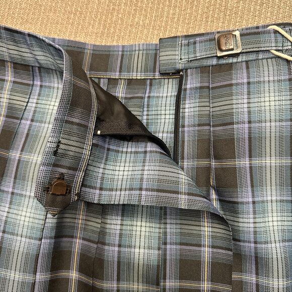 Japanese Kyouto plaid pleated anime school girl skirt blue teal purple and black - Picture 4 of 7